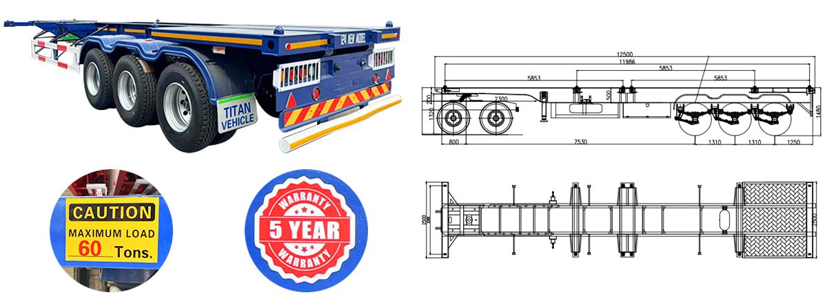 Shipping Container Chassis Trailer for Sale in Guam
