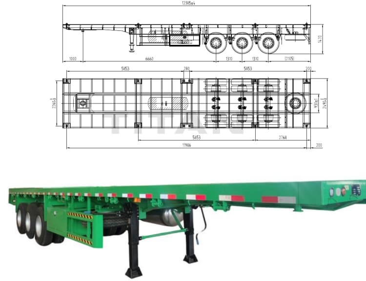3 Axle 48 Foot Flatbed Semi Trailer for Sale Manufacturers in Port Sudan