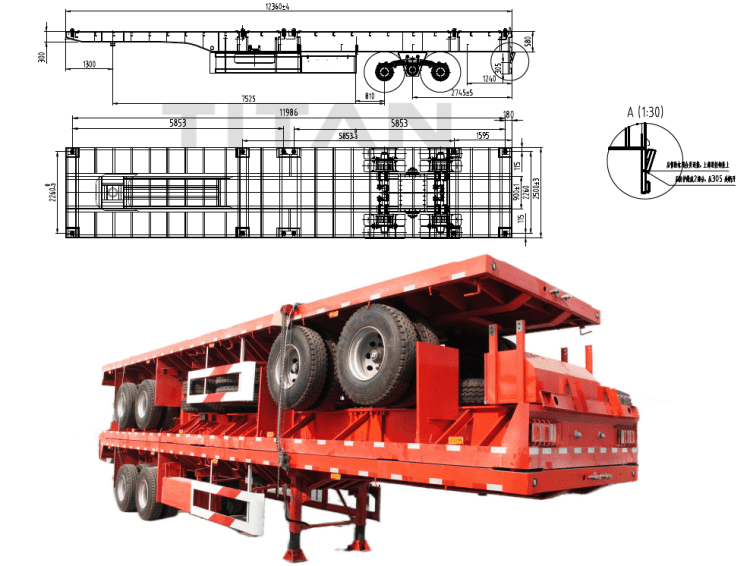 flatbed trailer with Bogie Suspension