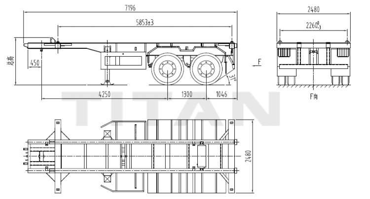 2 Axle 20 Ft Container Chassis Trailer for Sale Near Me in Malawi