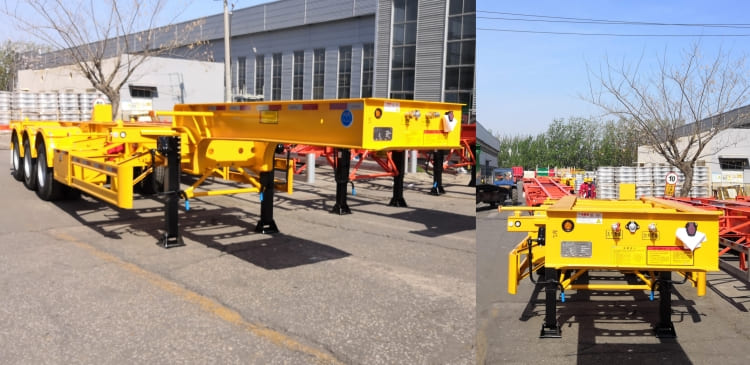 3 Axles 20ft Gooseneck Skeleton Container Truck Trailer for Sale