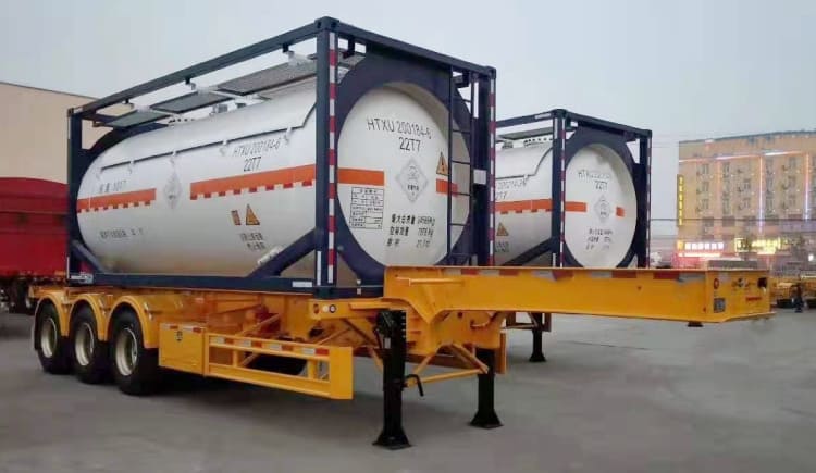 3 Axles 20ft Gooseneck Skeleton Container Truck Trailer for Sale