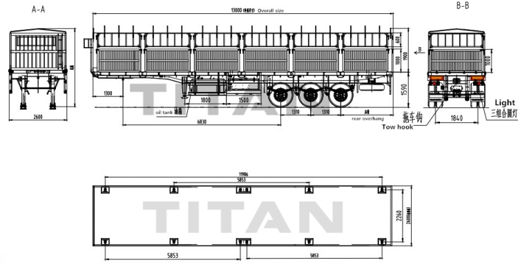 Tri Axle Livestock Fence Truck Semi Trailer for Sale in Zimbabwe Harare