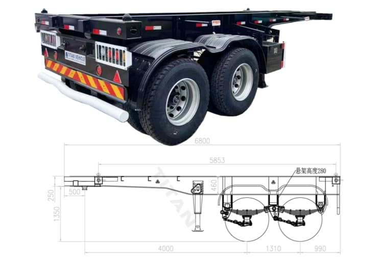 2 Axle 20 Ft Shipping Container Trailer Chassis for Sale in Mauritius