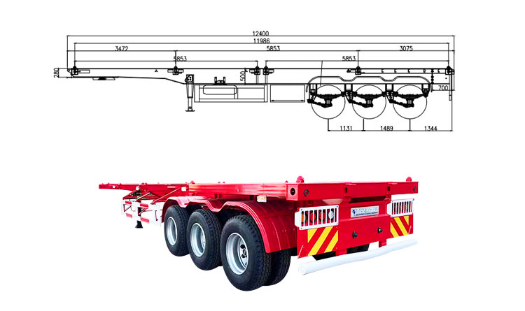 3 Axle Container Chassis | 40 Ft Tri Axle Chassis for Sale in Guam