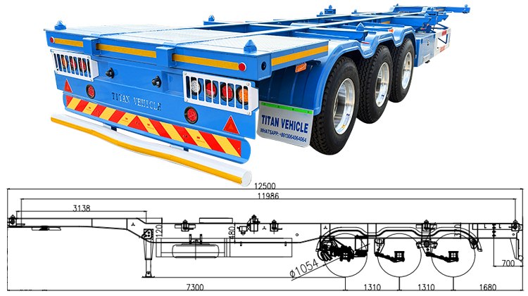 Tri Axle Shipping Container Skeleton Chassis Semi Trailer for Sale in Guam