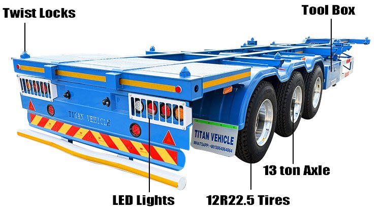 Tri Axle Shipping Container Skeleton Chassis Semi Trailer for Sale in Guam