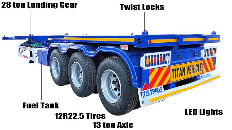 40 Ft Tri Axle Shipping Container Chassis for Sale in Guam