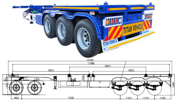 40 Ft Tri Axle Shipping Container Chassis for Sale in Guam