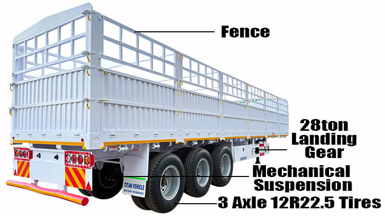Titan 60 Ton Fence Semi Trailer for Sale Price in Tanzania