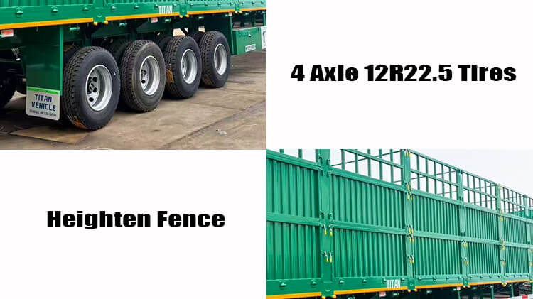 Titan 4 Axle Fence Cargo Semi Trailer for Sale in Guinea