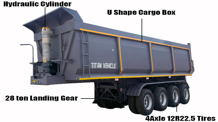 4 Axle Steel Semi End Dump Trailers for Sale in Costa Rica
