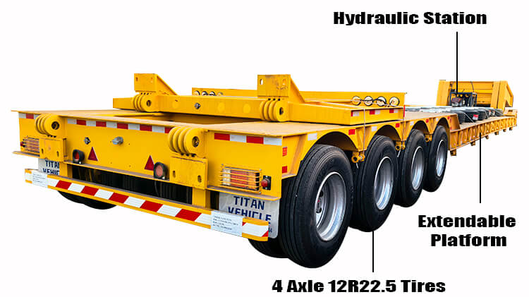 Titan 4 Axle 100 ton Detachable Neck Gooseneck Trailer for Sale in Ghana