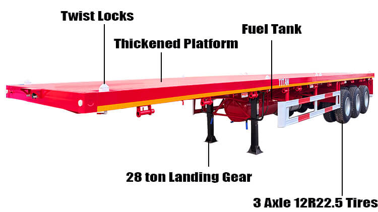 3 Axle 40 Ft Flatbed Semi Trailer for Sale in Ghana
